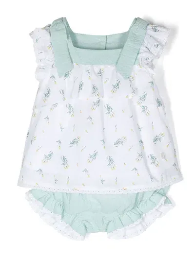 Patachou Babies' Bouquet-print Two-piece Set In White