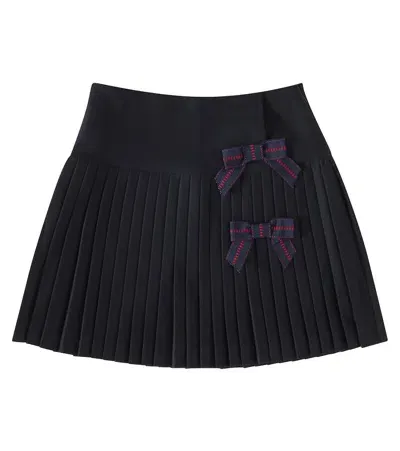 Patachou Kids' Bow-detail Pleated Skirt In Blue