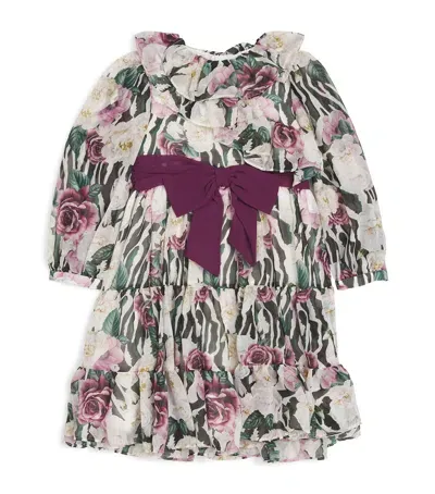 Patachou Kids' Floral Long-sleeve Dress In Multi