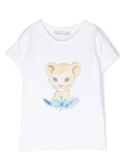 Patachou Kids' Graphic-print Cotton T-shirt In White