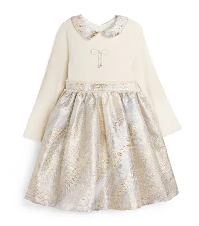 Patachou Kids' Jacquard Metallic Dress In Gold