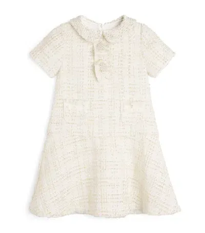 Patachou Kids' Metallic Tweed Dress In Gold