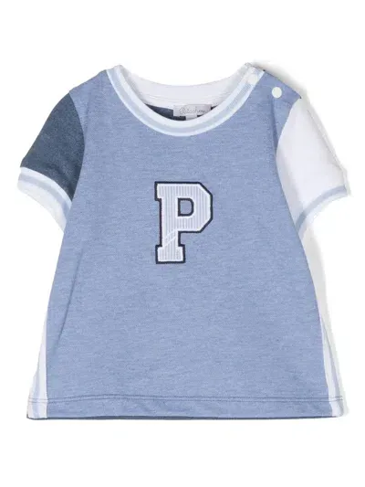 Patachou Babies' Colour-block Varsity T-shirt In Blue