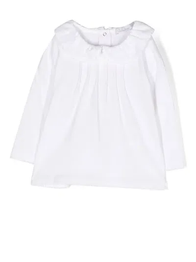 Patachou Kids' Pleat-detail Long-sleeve Blouse In White