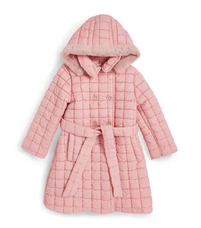 Patachou Kids' Quilted Coat In Pink