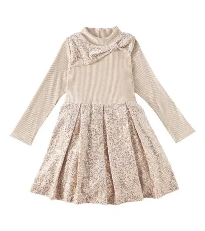 Patachou Kids' Sequined Dress In Gold