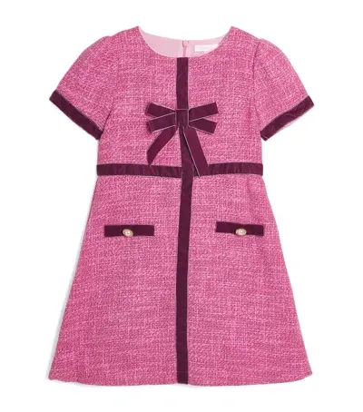 Patachou Kids' Tweed Bow-detail Dress In Pink