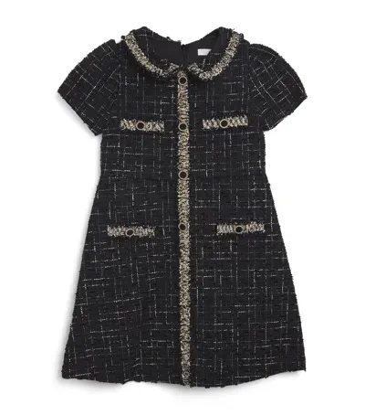 Patachou Kids' Tweed Collared Dress In Black