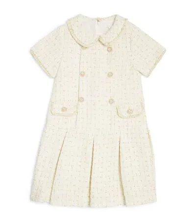 Patachou Kids' Tweed Metallic Dress In Gold