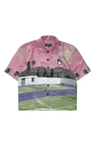 Paterson Palm Springs Oversize Short Sleeve Button-up Shirt In Pink