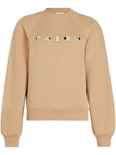 Patou Art Deco Embroidered Sweatshirt In Brown