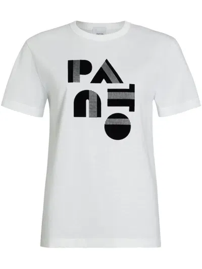 Patou Art Deco  Cotton T-shirt In White