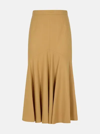 Patou Beige Wool Blend Skirt In Brown