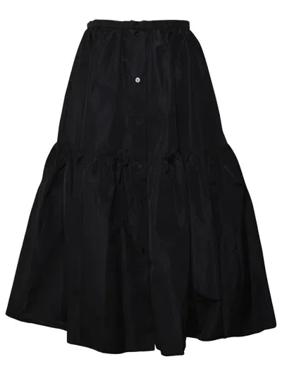 Patou High Waist Tiered Midi Skirt In Black