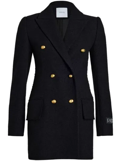 Patou Virgin-wool Double-breasted Coat In Black