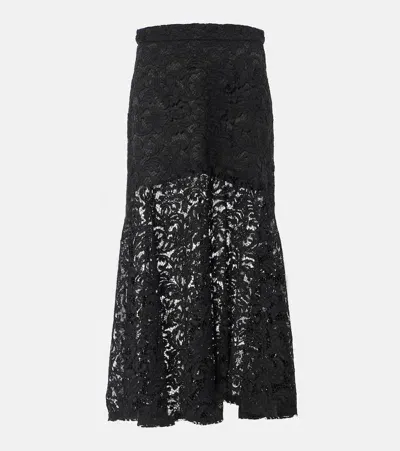 Patou Lace Mermaid Midi-skirt In Schwarz