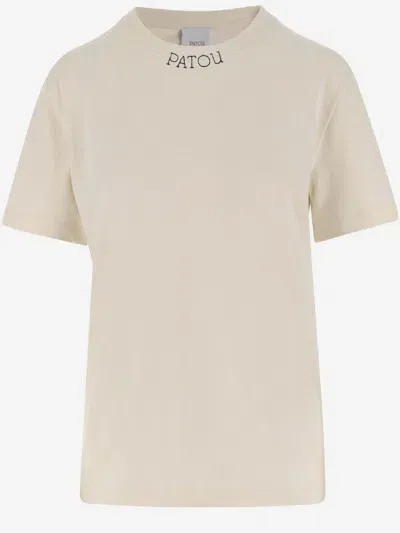 Patou Cotton T-shirt With Logo In Ivory