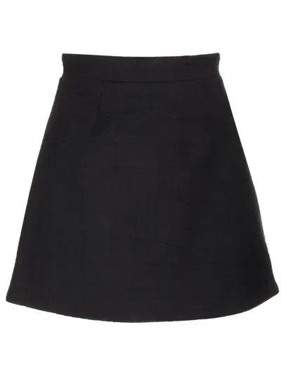 Patou High-rise Cotton-blend Tweed Miniskirt In Black