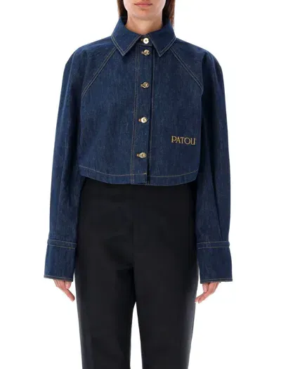 Patou Organic-cotton Denim Cropped Shirt In Blue