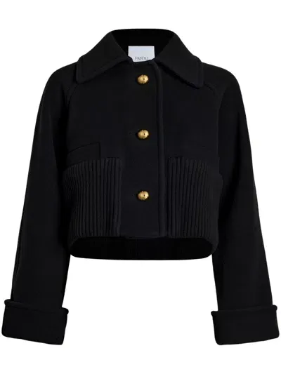 Patou Cropped Recycled Wool Coat In Black