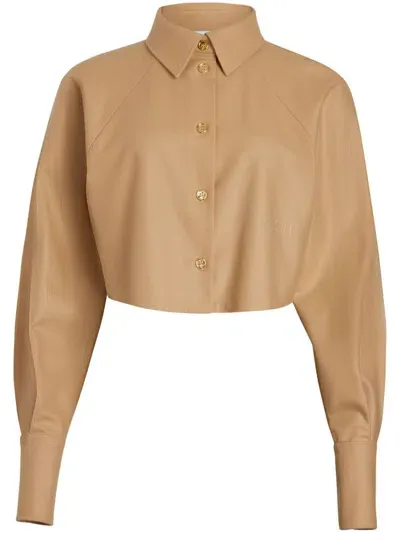 Patou Cropped Shirt In Neutrals