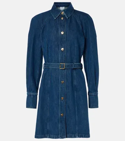 Patou Belted Denim Dress In Blue