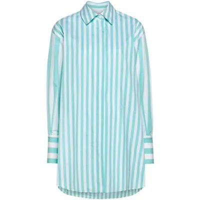 Patou Iconic Striped Shirtdress In Green