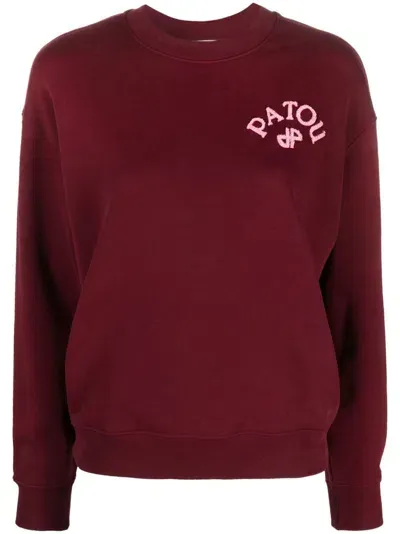 Patou Flocked-logo Organic Cotton Sweatshirt In Red