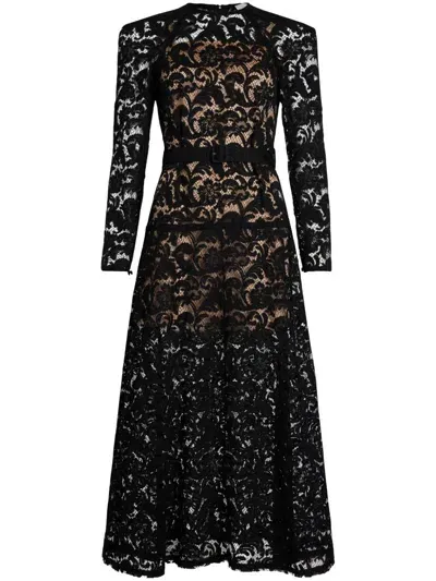 Patou Floral-lace Organic Cotton Dress In Black