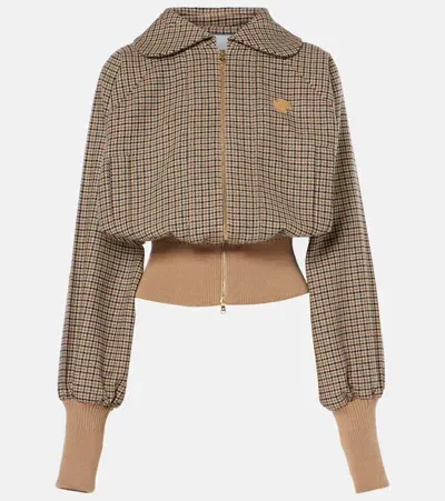 Patou Houndstooth Wool-blend Flannel Bomber Jacket