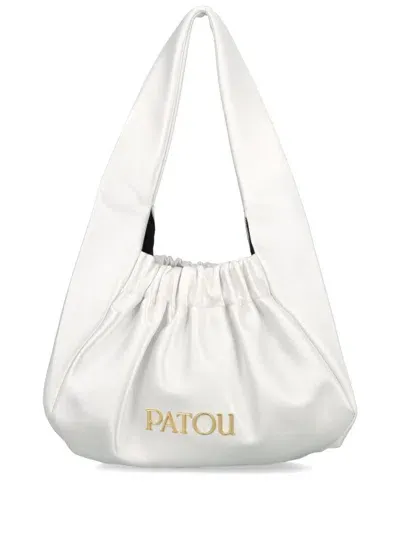 Patou Le Biscuit Satin Shoulder Bag In White