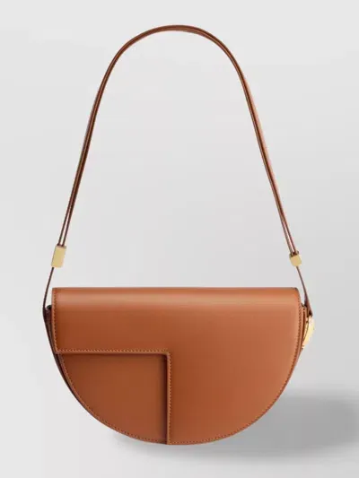 Patou Leather Half-moon Shoulder Bag In Brown