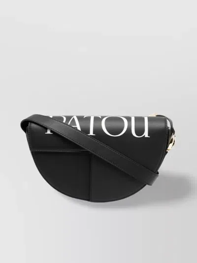 Patou Leather Logo Print Shoulder Bag In Black