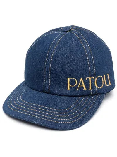 Patou Logo-embroidered Denim Cap In Blau