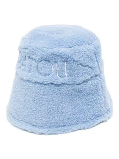 Patou Logo-embroidered Fleece Bucket Hat In Blue