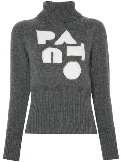 Patou Logo-intarsia Sweater In Grey