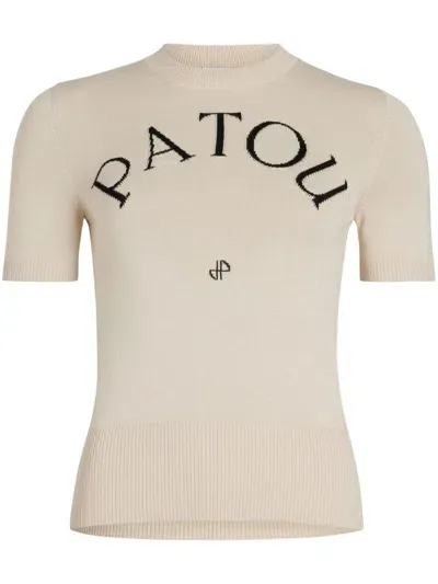 Patou Logo-jacquard Knitted Top In White