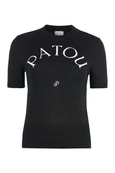 Patou Logo Knitted T-shirt In Schwarz