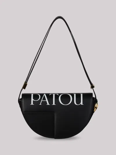 Patou Logo-print Leather Bag In Black