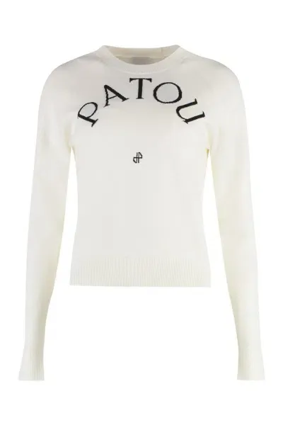 Patou Merino Wool Crew-neck Sweater In White