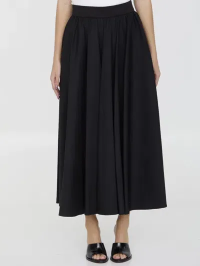 Patou Midi Skirt In Gabardine In Nero