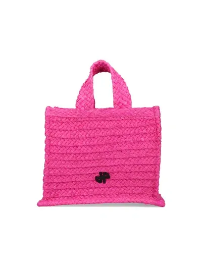 Patou Jp Raffia Tote Bag In Pink