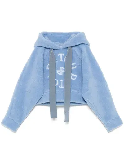 Patou Shearling Hoodie In Blue