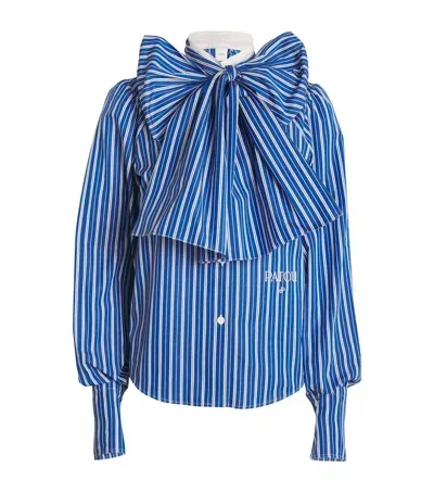 Patou Striped Ascot Blouse In Blue