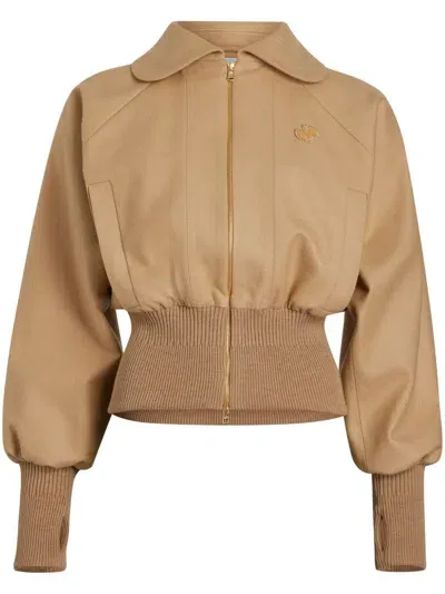 Patou Sustainable-wool Blend Lightweight Bomber Jacket In Neutrals