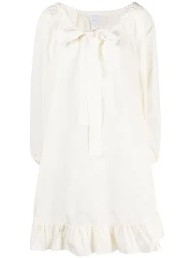 Patou Tie-neck Ruffled Minidress In 白色