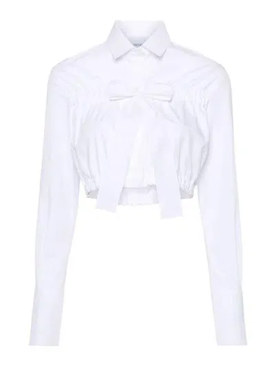 Patou Crop Shirt With Bow Clothing In Bianco