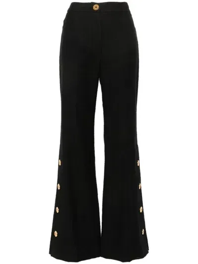 Patou Tweed Flared Trousers In Black  