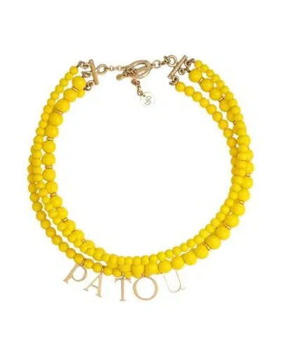 Patou Pop Pearls Logo-cham Neclace In Yellow