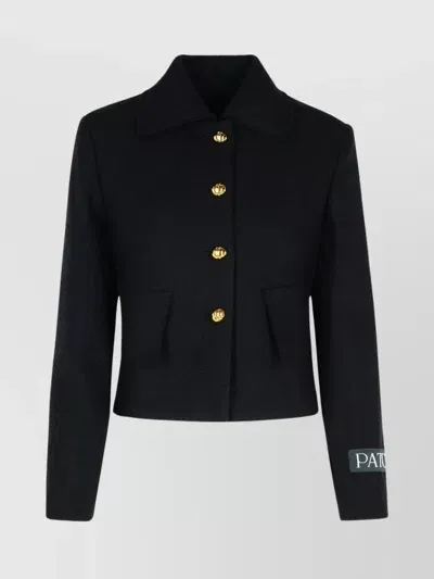 Patou Wool Blend Jacket Gold-tone Buttons In Black